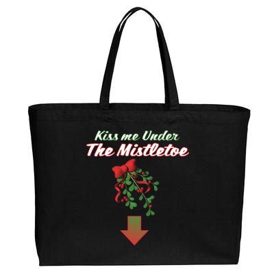 Kiss Me Under The Mistletoe Cotton Canvas Jumbo Tote