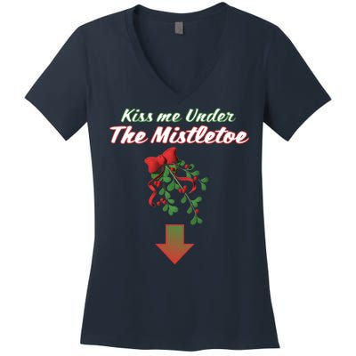 Kiss Me Under The Mistletoe Women's V-Neck T-Shirt