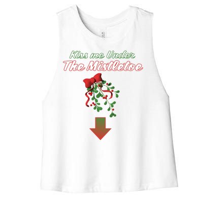 Kiss Me Under The Mistletoe Women's Racerback Cropped Tank