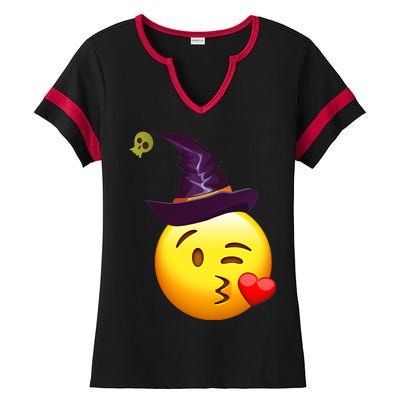 Kiss Witch Emoji Ladies Halftime Notch Neck Tee