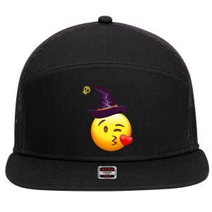 Kiss Witch Emoji 7 Panel Mesh Trucker Snapback Hat