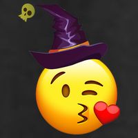 Kiss Witch Emoji 7 Panel Mesh Trucker Snapback Hat