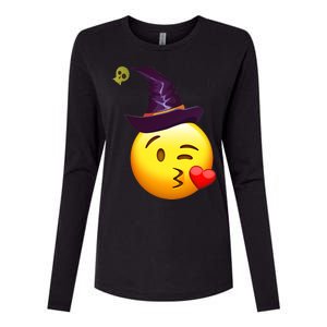 Kiss Witch Emoji Womens Cotton Relaxed Long Sleeve T-Shirt