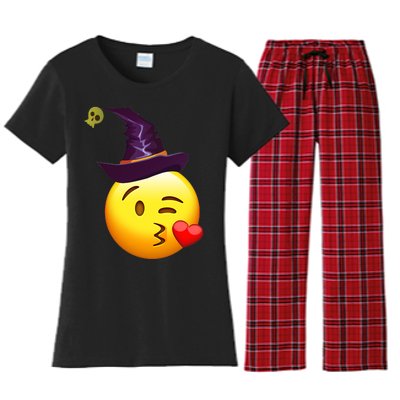 Kiss Witch Emoji Women's Flannel Pajama Set