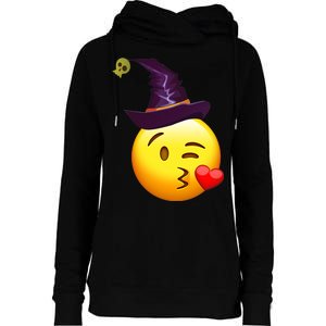 Kiss Witch Emoji Womens Funnel Neck Pullover Hood