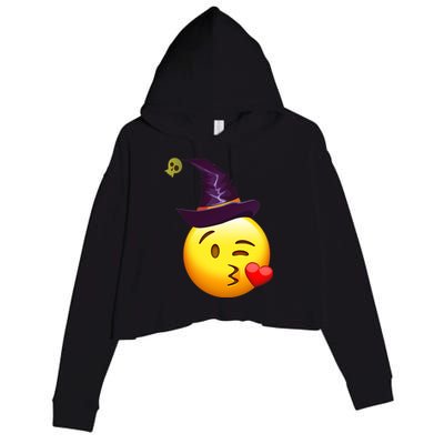 Kiss Witch Emoji Crop Fleece Hoodie