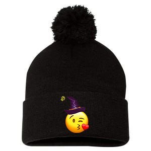 Kiss Witch Emoji Pom Pom 12in Knit Beanie