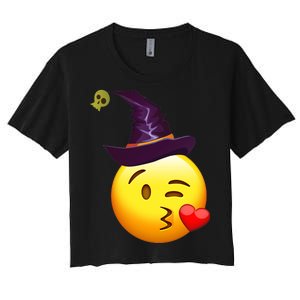 Kiss Witch Emoji Women's Crop Top Tee