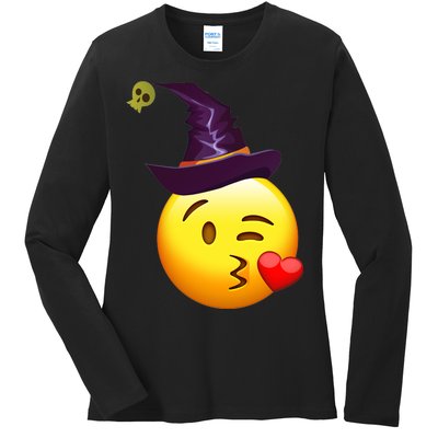 Kiss Witch Emoji Ladies Long Sleeve Shirt