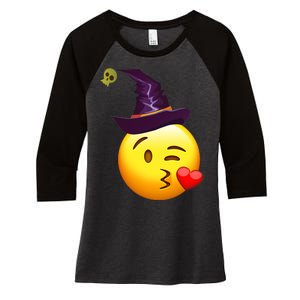 Kiss Witch Emoji Women's Tri-Blend 3/4-Sleeve Raglan Shirt