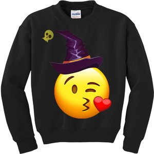 Kiss Witch Emoji Kids Sweatshirt