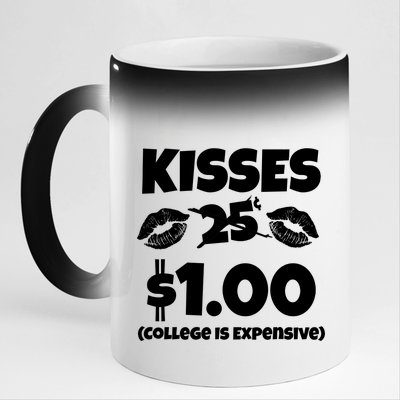 Kisses 1 Dollar College Is Expensive 11oz Black Color Changing Mug