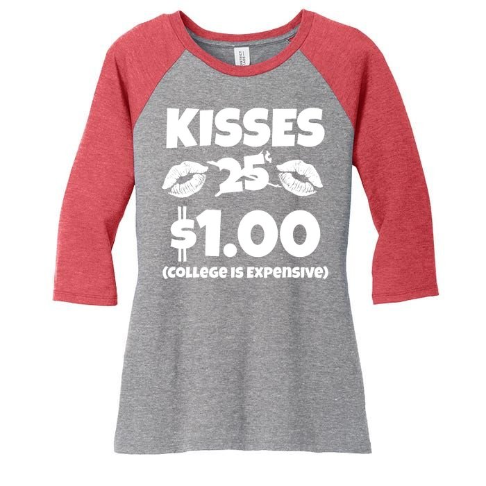 Kisses 1 Dollar College Is Expensive Women's Tri-Blend 3/4-Sleeve Raglan Shirt