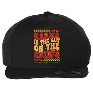 Karma Is The Guy Coming Straight Home To Me Retro Groovy Football Wool Snapback Cap