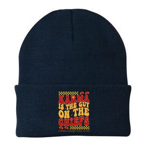 Karma Is The Guy Coming Straight Home To Me Retro Groovy Football Knit Cap Winter Beanie