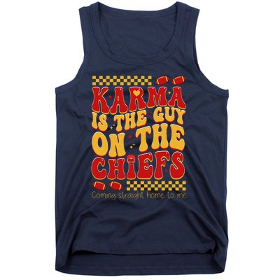 Karma Is The Guy Coming Straight Home To Me Retro Groovy Football Tank Top