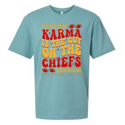 Karma Is The Guy Coming Straight Home To Me Retro Groovy Football Sueded Cloud Jersey T-Shirt