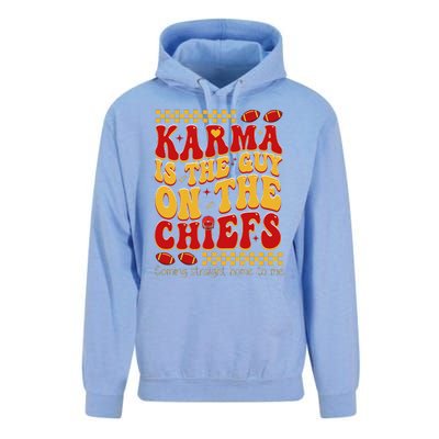 Karma Is The Guy Coming Straight Home To Me Retro Groovy Football Unisex Surf Hoodie