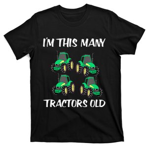 Kids Im This Many Tractors Old Boy 4th Birthday 4 Years Old T-Shirt