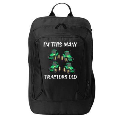 Kids Im This Many Tractors Old Boy 4th Birthday 4 Years Old City Backpack