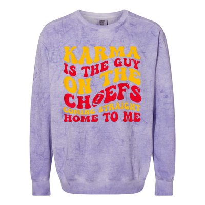 Karma Is the Guy on the Chief TRENDY  Colorblast Crewneck Sweatshirt