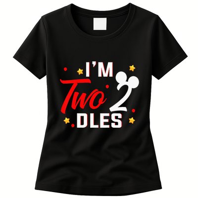 Kids Im Twodles 2nd Birthday Party 2nd Birthday Womens T-Shirt