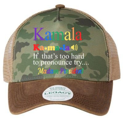 Kamala If Thats Too Hard To Pronounce Try Madam President Rainbow Legacy Tie Dye Trucker Hat