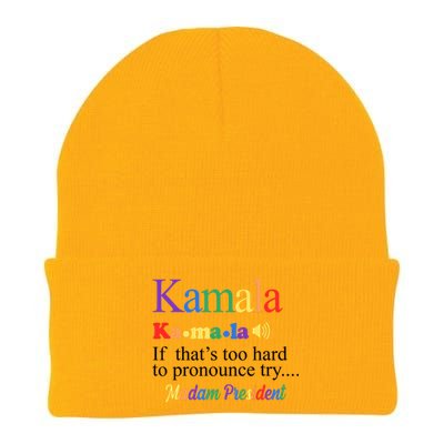 Kamala If Thats Too Hard To Pronounce Try Madam President Rainbow Knit Cap Winter Beanie