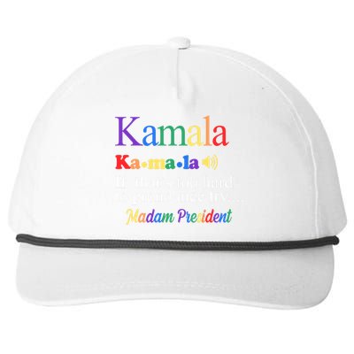 Kamala If Thats Too Hard To Pronounce Try Madam President Rainbow Snapback Five-Panel Rope Hat