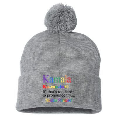 Kamala If Thats Too Hard To Pronounce Try Madam President Rainbow Pom Pom 12in Knit Beanie