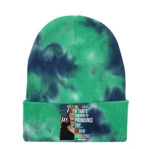 Kamala If That’S Too Hard To Pronounce Try Madam President Tie Dye 12in Knit Beanie