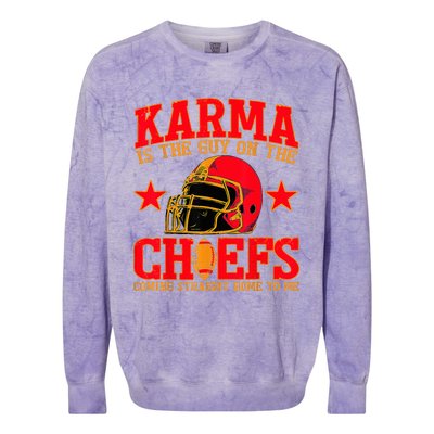 Karma Is the Guy on the Chief TRENDY  Colorblast Crewneck Sweatshirt