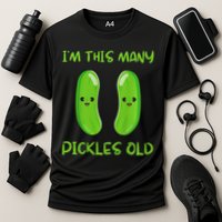 Kids I'm This Many Pickles Old 2nd Birthday 2 Years Old Bday Cooling Performance Crew T-Shirt