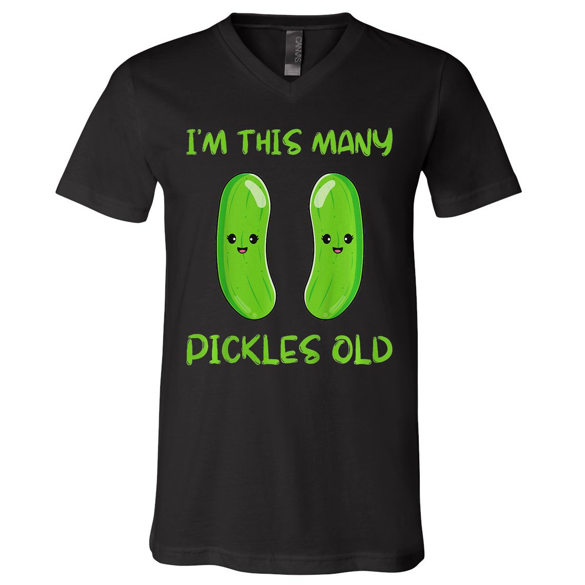 Kids I'm This Many Pickles Old 2nd Birthday 2 Years Old Bday V-Neck T-Shirt