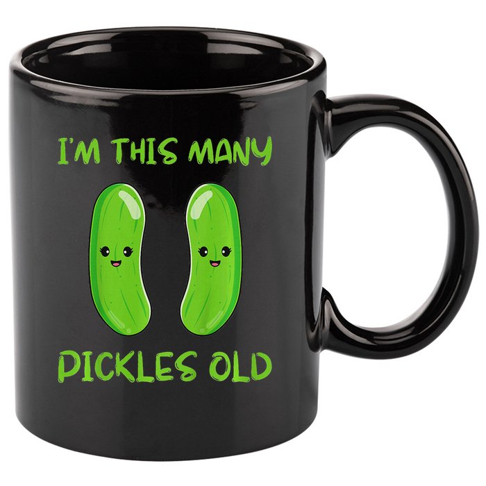 Kids I'm This Many Pickles Old 2nd Birthday 2 Years Old Bday 11oz C Handle Ceramic Mug