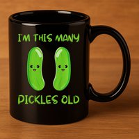 Kids I'm This Many Pickles Old 2nd Birthday 2 Years Old Bday 11oz C Handle Ceramic Mug