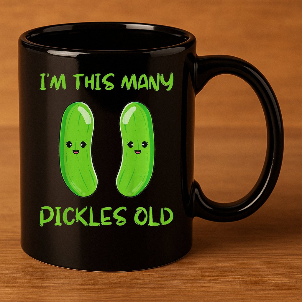 Kids I'm This Many Pickles Old 2nd Birthday 2 Years Old Bday 11oz C Handle Ceramic Mug