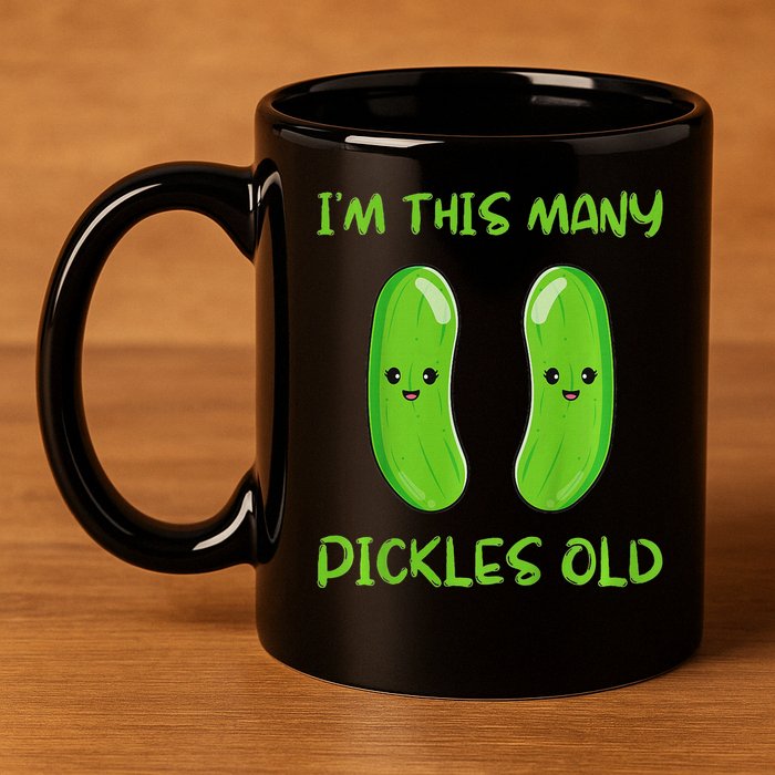 Kids I'm This Many Pickles Old 2nd Birthday 2 Years Old Bday 11oz C Handle Ceramic Mug