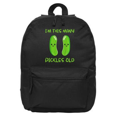 Kids I'm This Many Pickles Old 2nd Birthday 2 Years Old Bday 16 in Basic Backpack