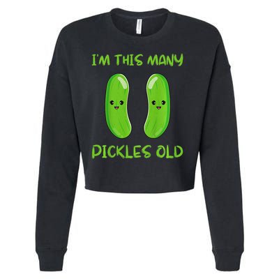 Kids I'm This Many Pickles Old 2nd Birthday 2 Years Old Bday Cropped Pullover Crew