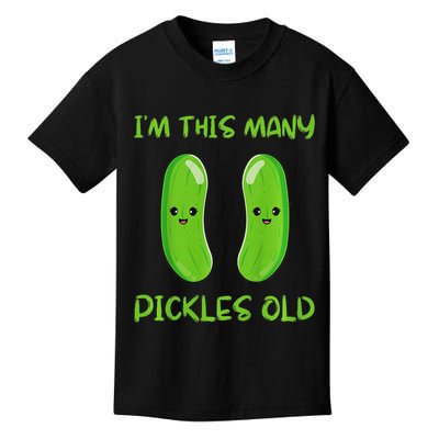Kids I'm This Many Pickles Old 2nd Birthday 2 Years Old Bday Kids T-Shirt