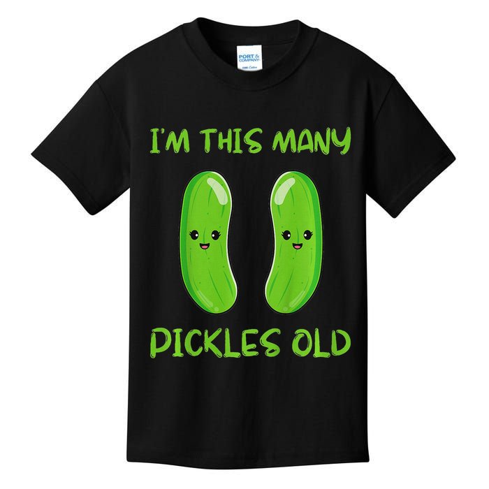 Kids I'm This Many Pickles Old 2nd Birthday 2 Years Old Bday Kids T-Shirt