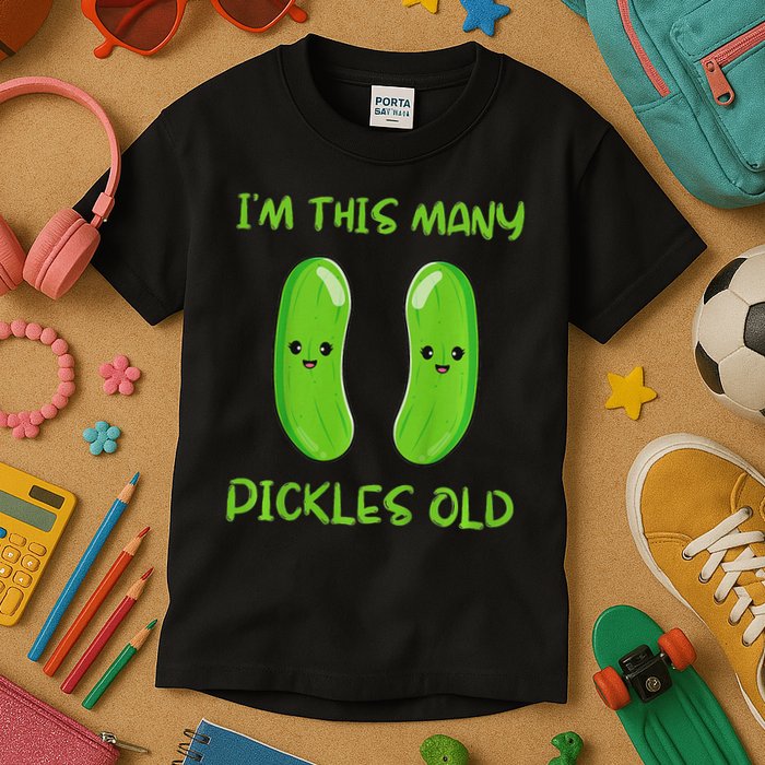 Kids I'm This Many Pickles Old 2nd Birthday 2 Years Old Bday Kids T-Shirt