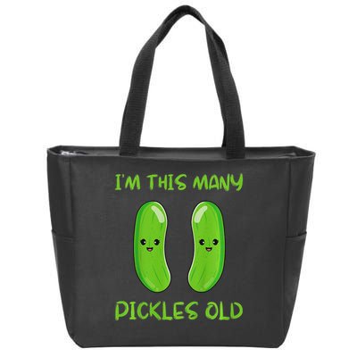 Kids I'm This Many Pickles Old 2nd Birthday 2 Years Old Bday Zip Tote Bag