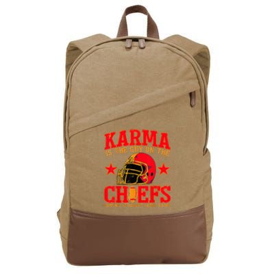 Karma Is the Guy on the Chief TRENDY  Cotton Canvas Backpack