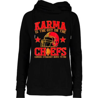 Karma Is The Guy On The Chief Trendy Womens Funnel Neck Pullover Hood