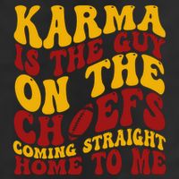 Karma Is The Guy Coming Straight Home To Me Football 7 Panel Mesh Trucker Snapback Hat