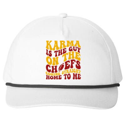 Karma Is The Guy Coming Straight Home To Me Football Snapback Five-Panel Rope Hat