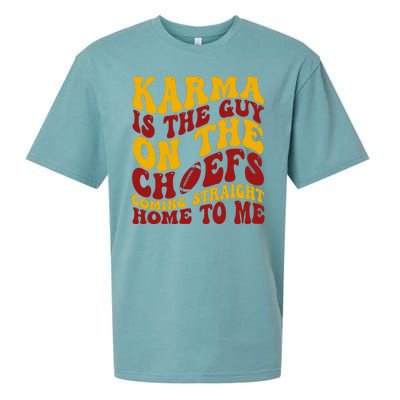 Karma Is The Guy Coming Straight Home To Me Football Sueded Cloud Jersey T-Shirt