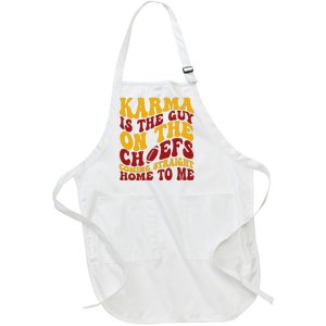 Karma Is The Guy Coming Straight Home To Me Football Full-Length Apron With Pockets